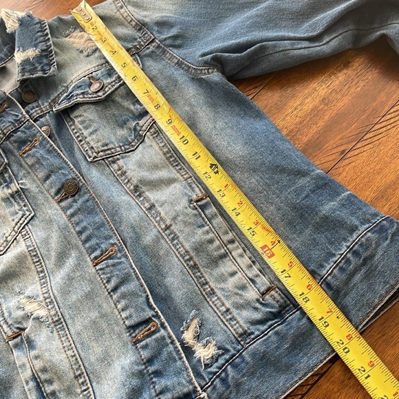Soho Jeans blue denim jeans jacket distressed size M - Picture 11 of 12
